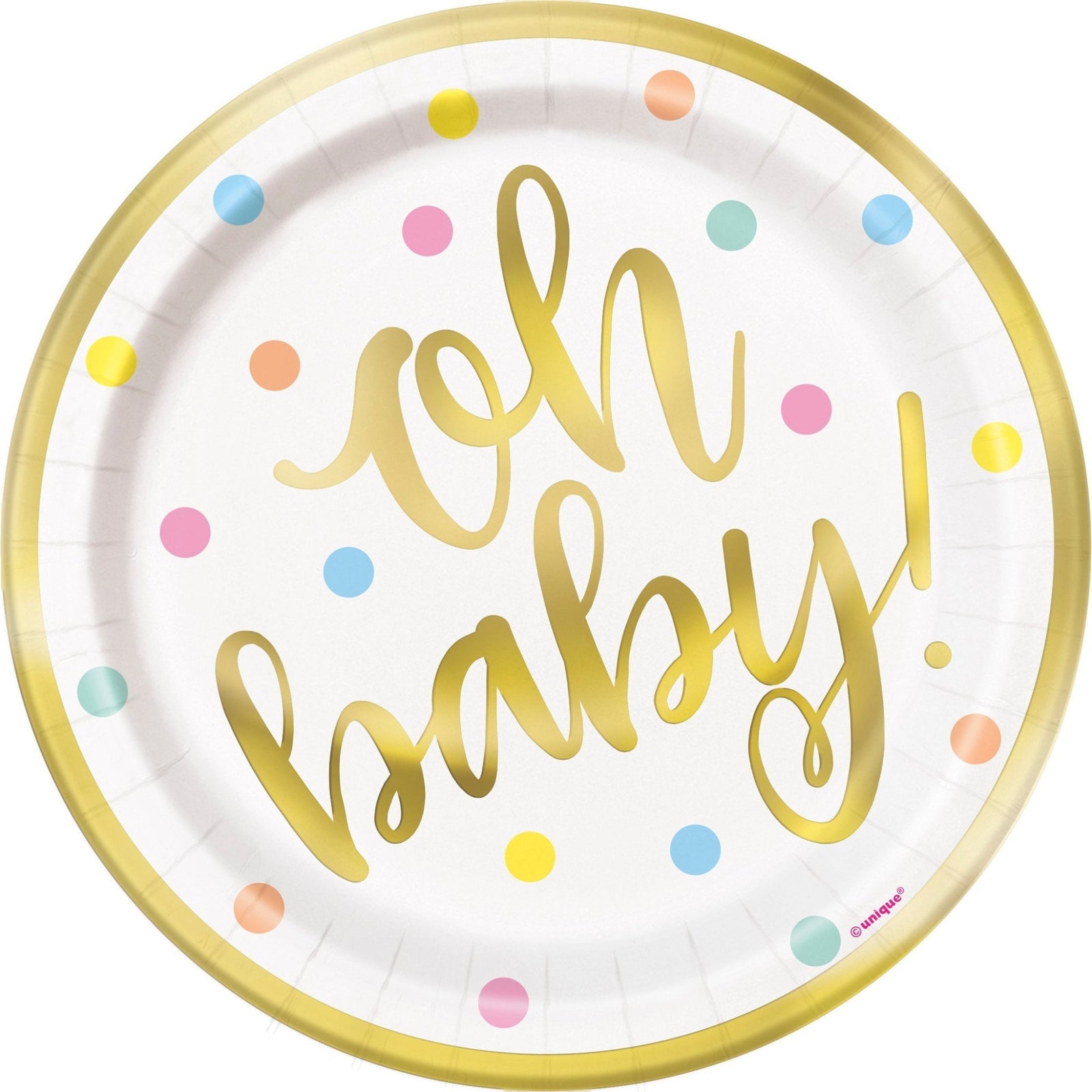 "Oh Baby" Gold Foil Baby Shower Plates - Stesha Party