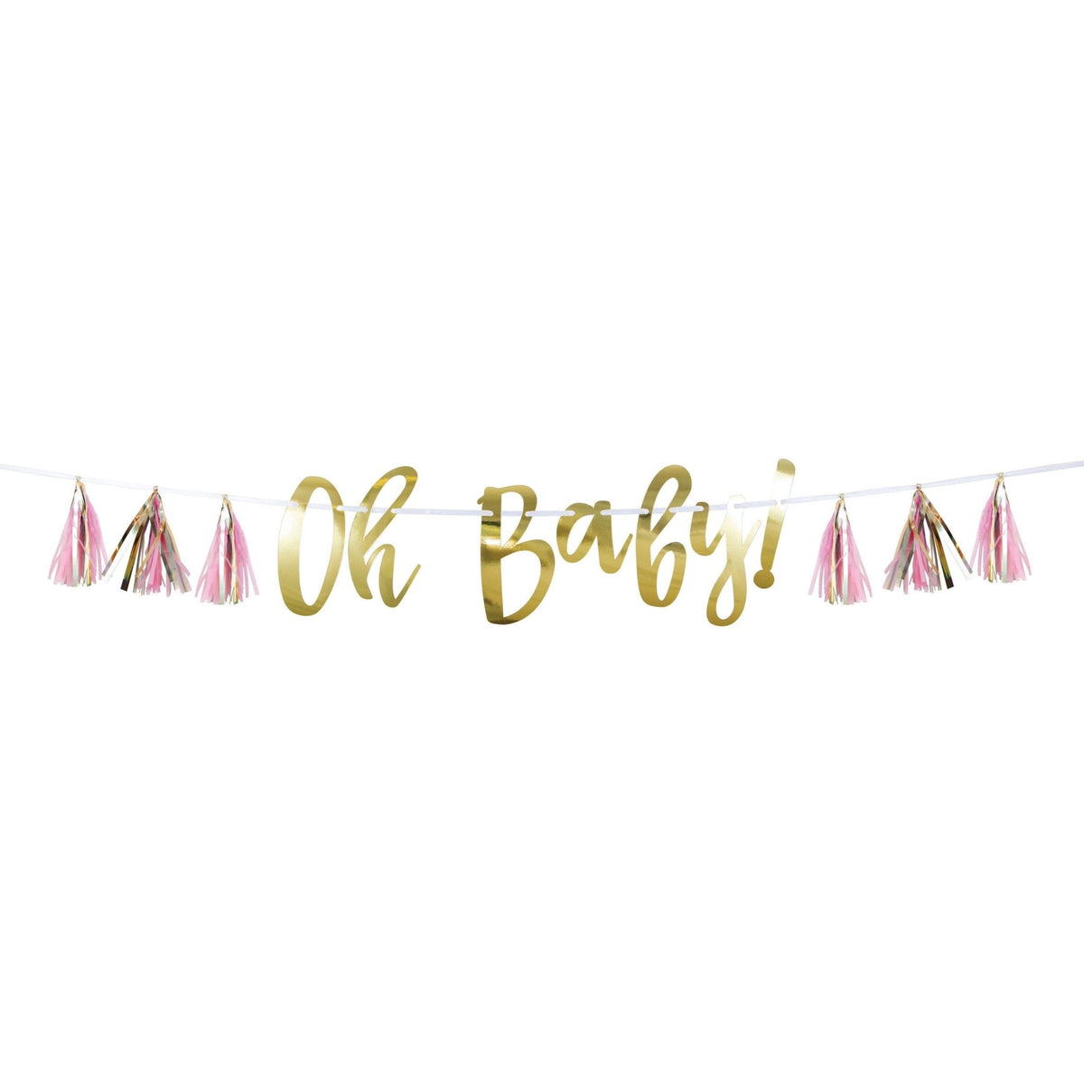 &quot;Oh Baby!&quot; Pink Tassel Banner - Stesha Party