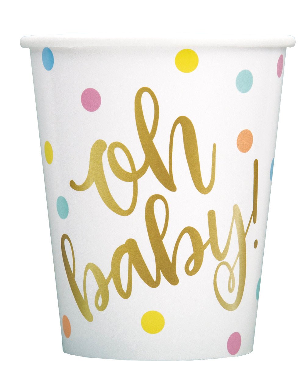 "Oh Baby" Polka Dot Baby Shower Cups - Stesha Party