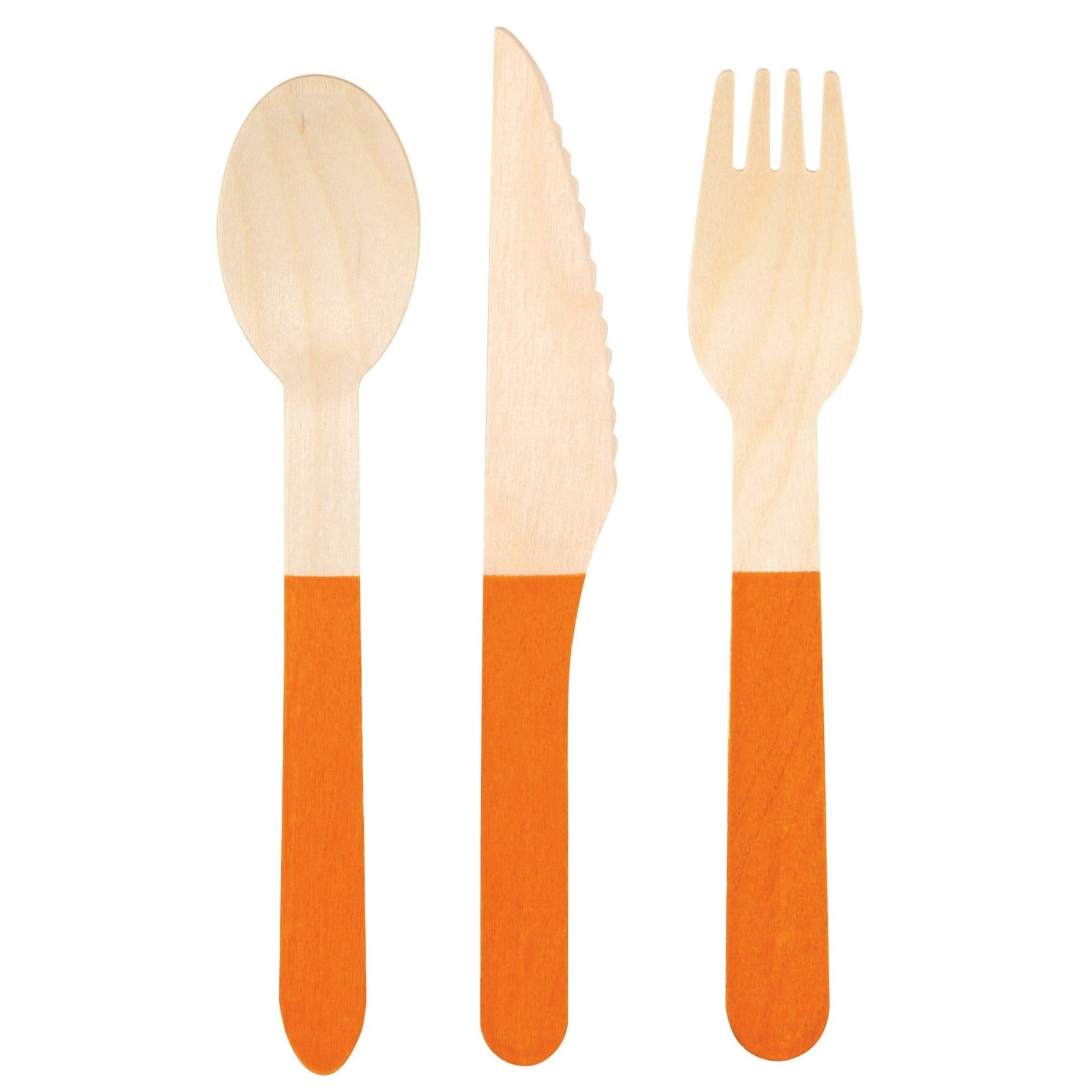 Orange Wooden Cutlery 16pc - Stesha Party