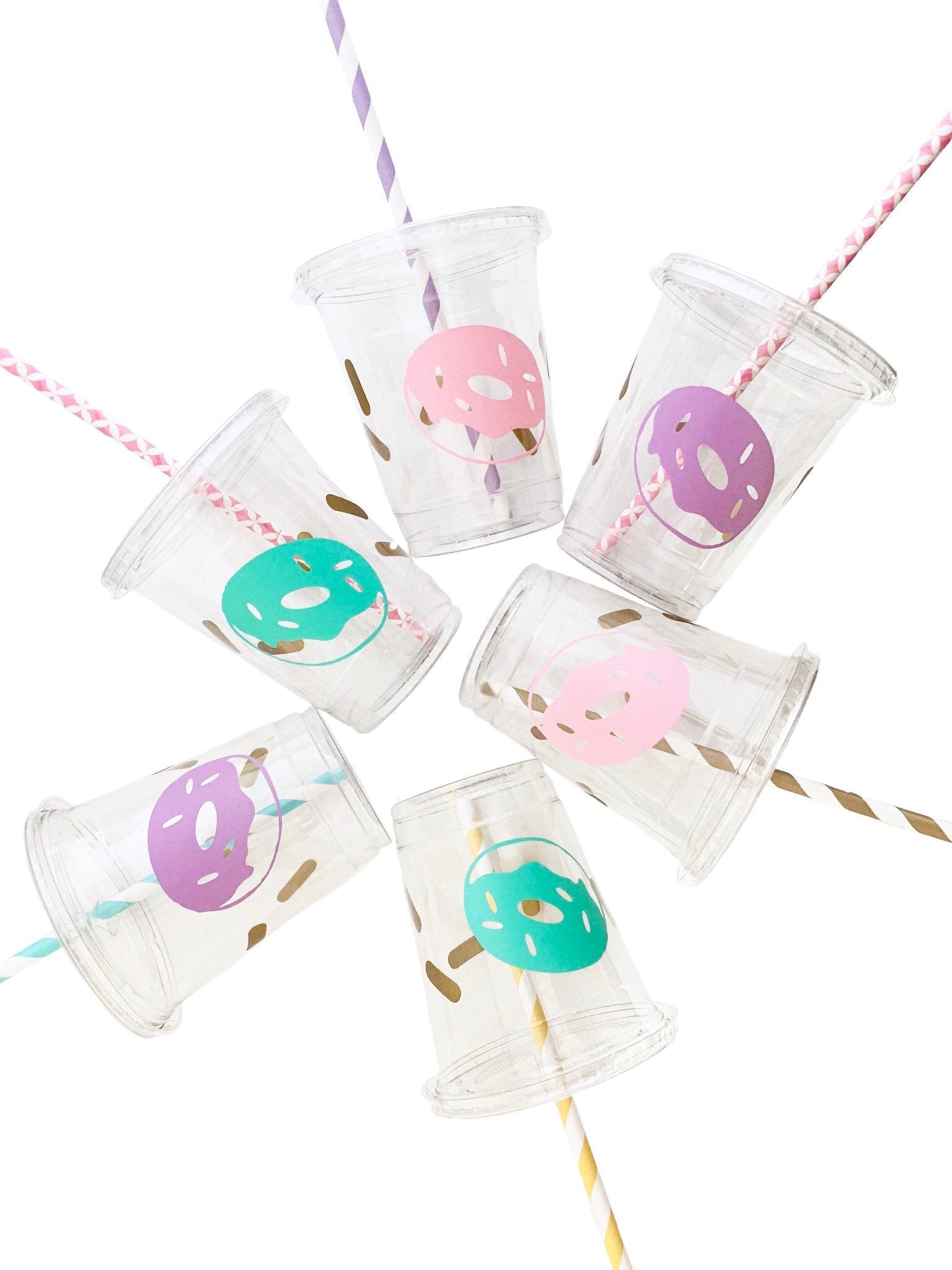 Pastel Donut Party Clear Cups - Stesha Party