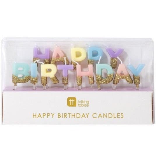 Pastel Rainbow "Happy Birthday" Party Candles - Stesha Party