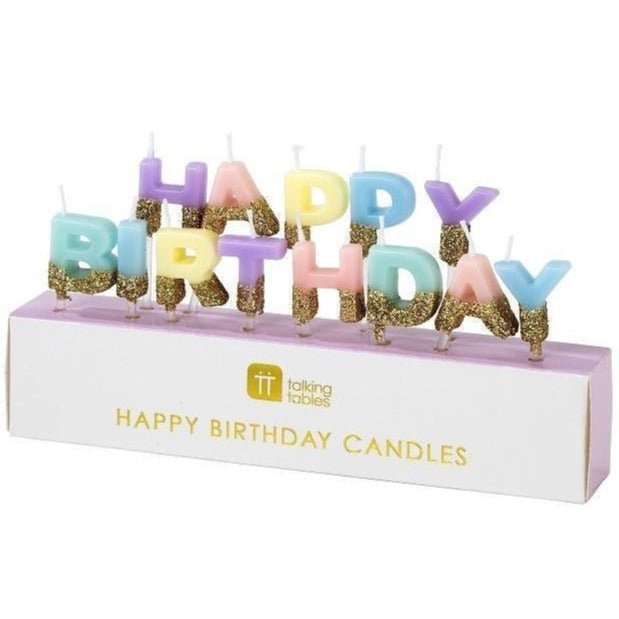 Pastel Rainbow &quot;Happy Birthday&quot; Party Candles - Stesha Party