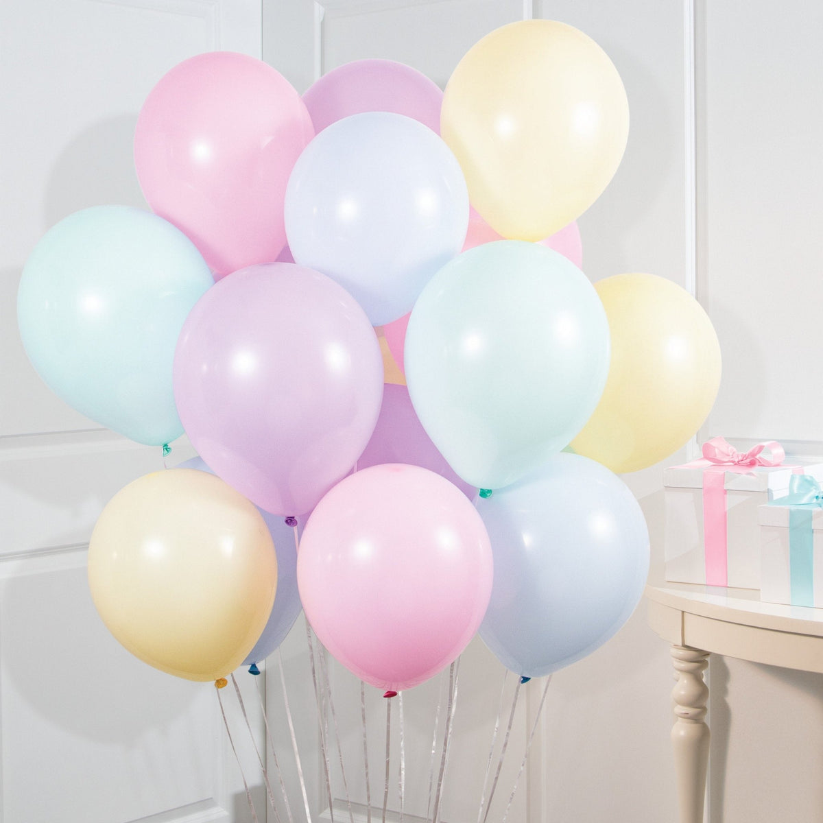 Double Stuffed Pastel Rainbow Balloons 12ct - Stesha Party