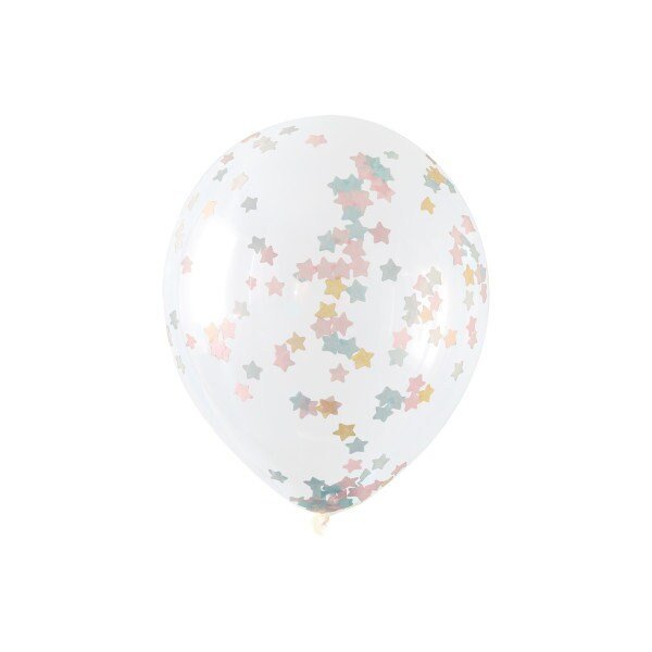 Pastel Star Confetti Latex Balloons 5ct - Stesha Party