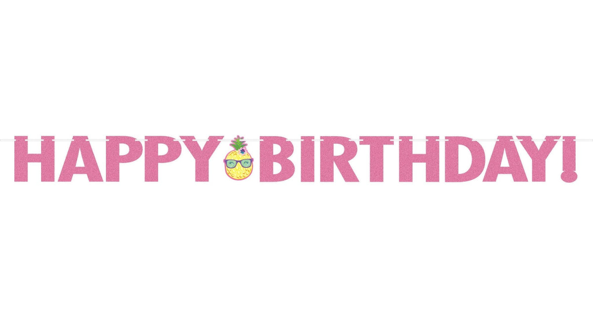 Pineapple &quot;Happy Birthday&quot; Banner - Stesha Party