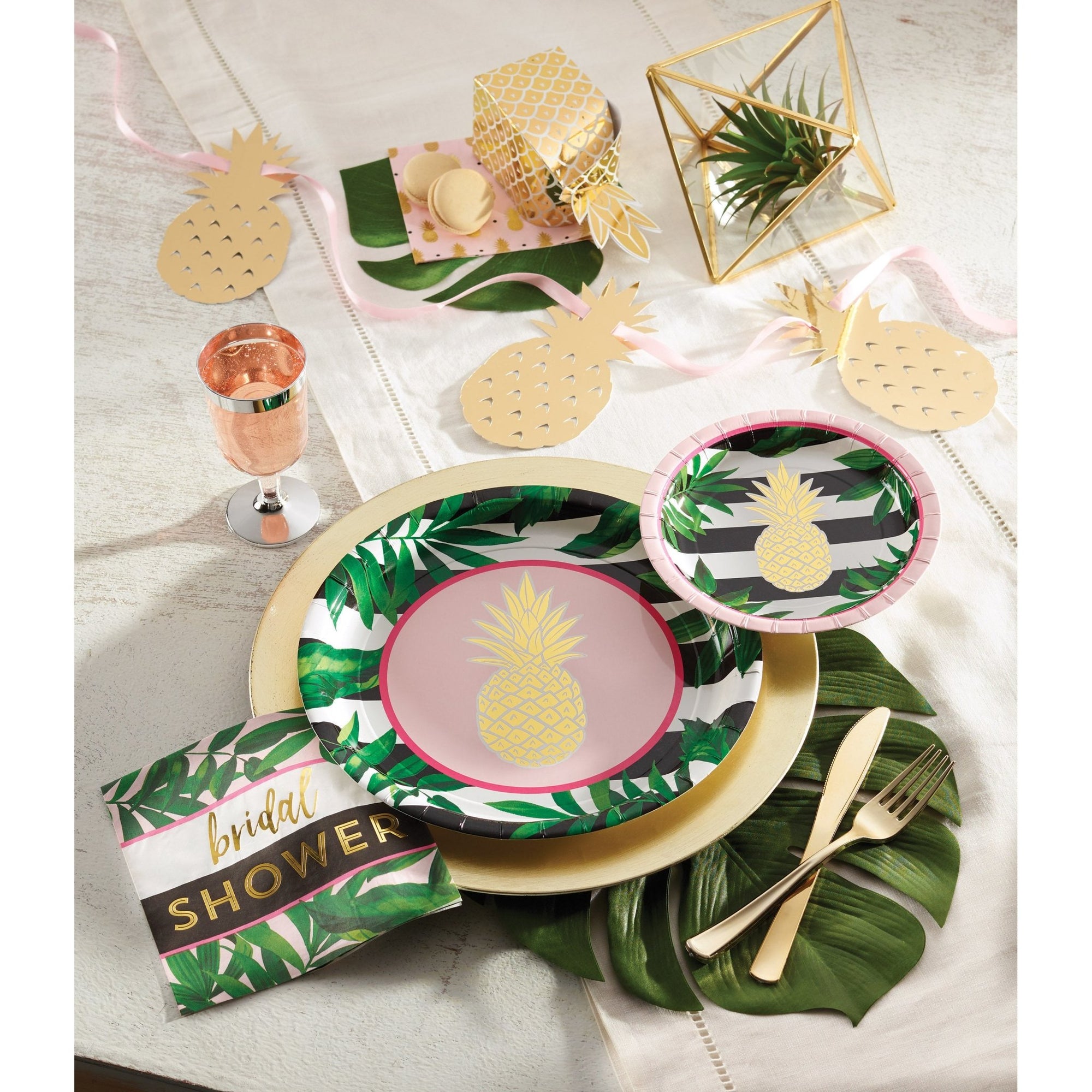 Pineapple Pink & Gold Foil Napkins - Stesha Party