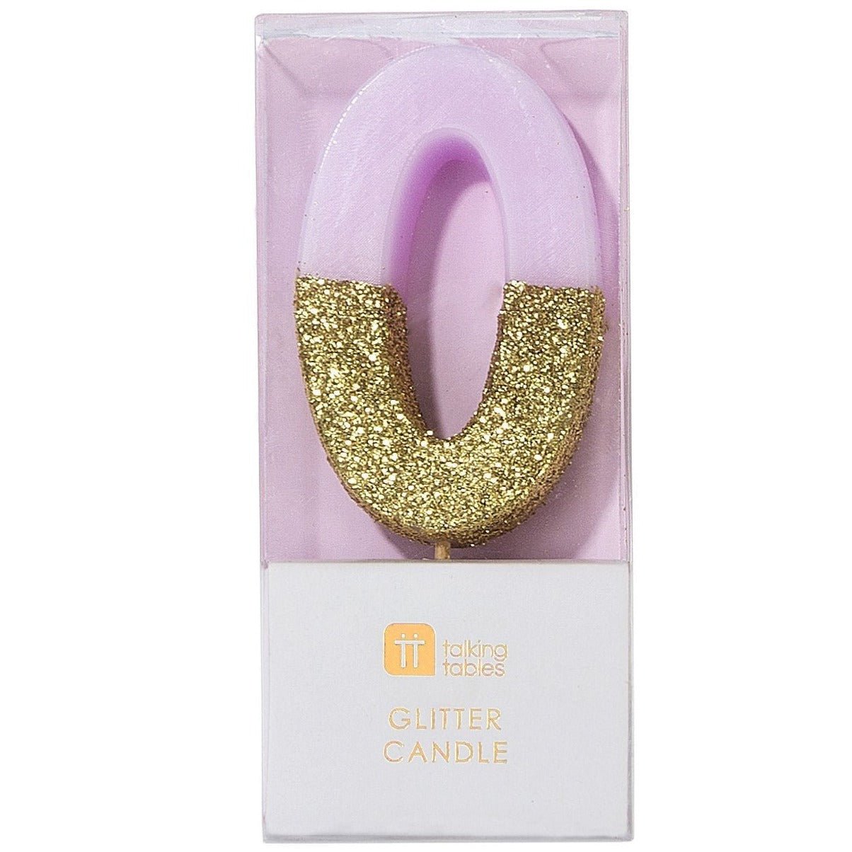 Pink and Gold Glitter "0" Candle - Stesha Party