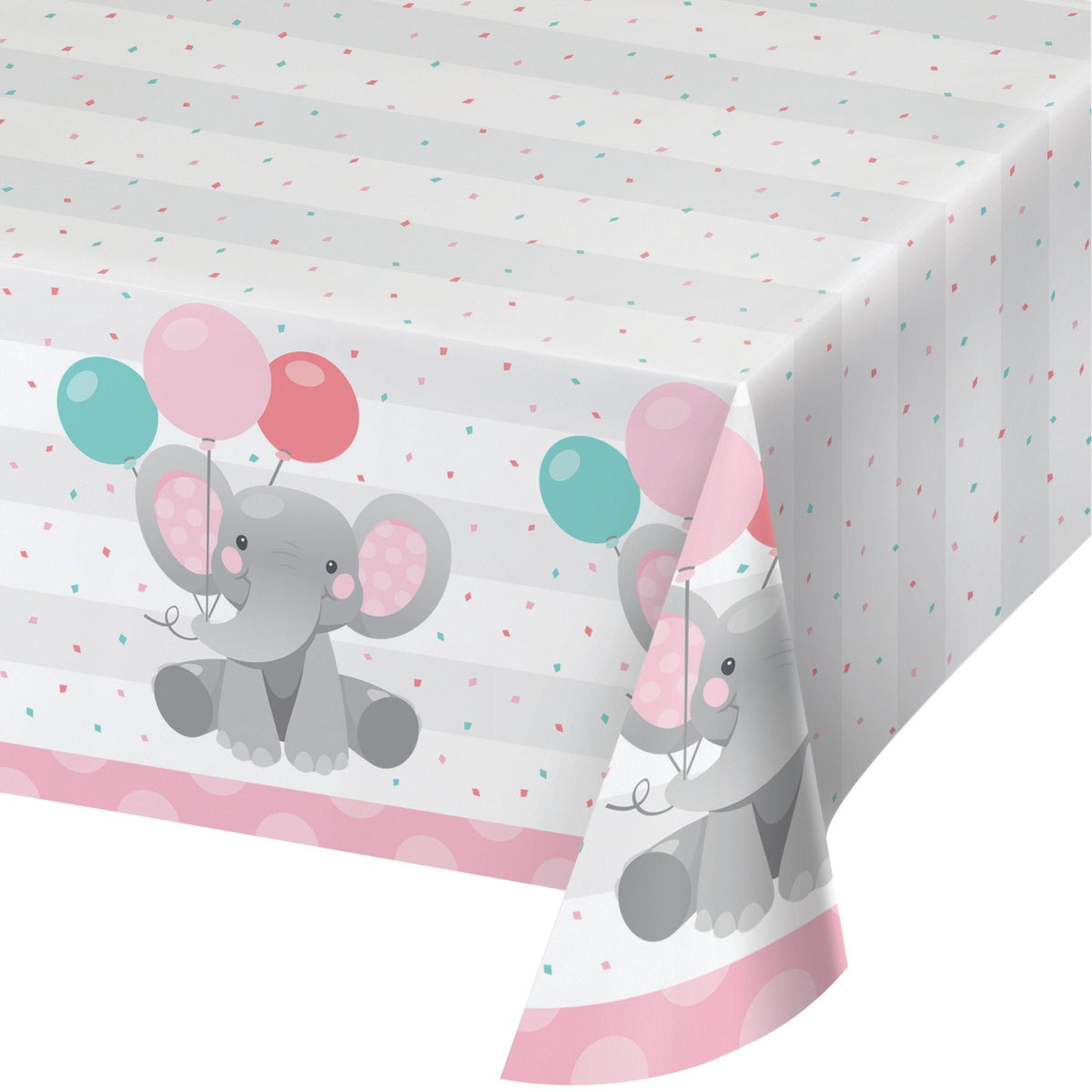 Pink Baby Elephant Tablecloth - Stesha Party