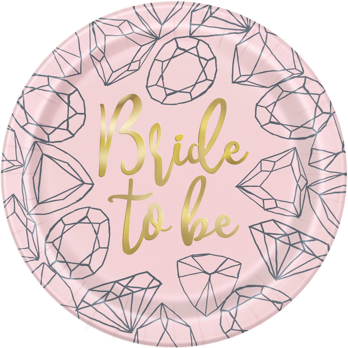 Pink &quot;Bridal to Be&quot; Diamond Party Plates - Stesha Party