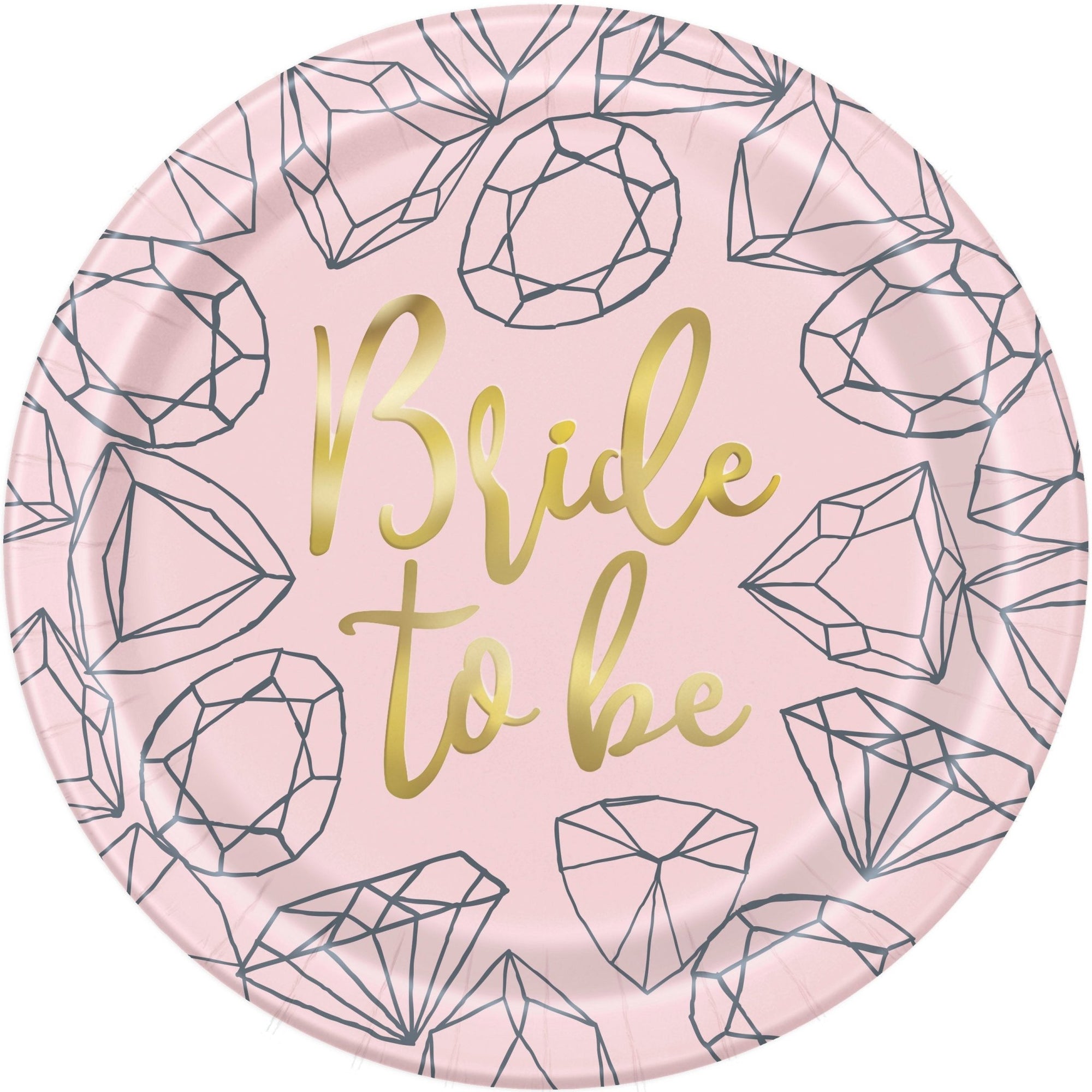 Pink "Bridal to Be" Diamond Party Plates - Stesha Party