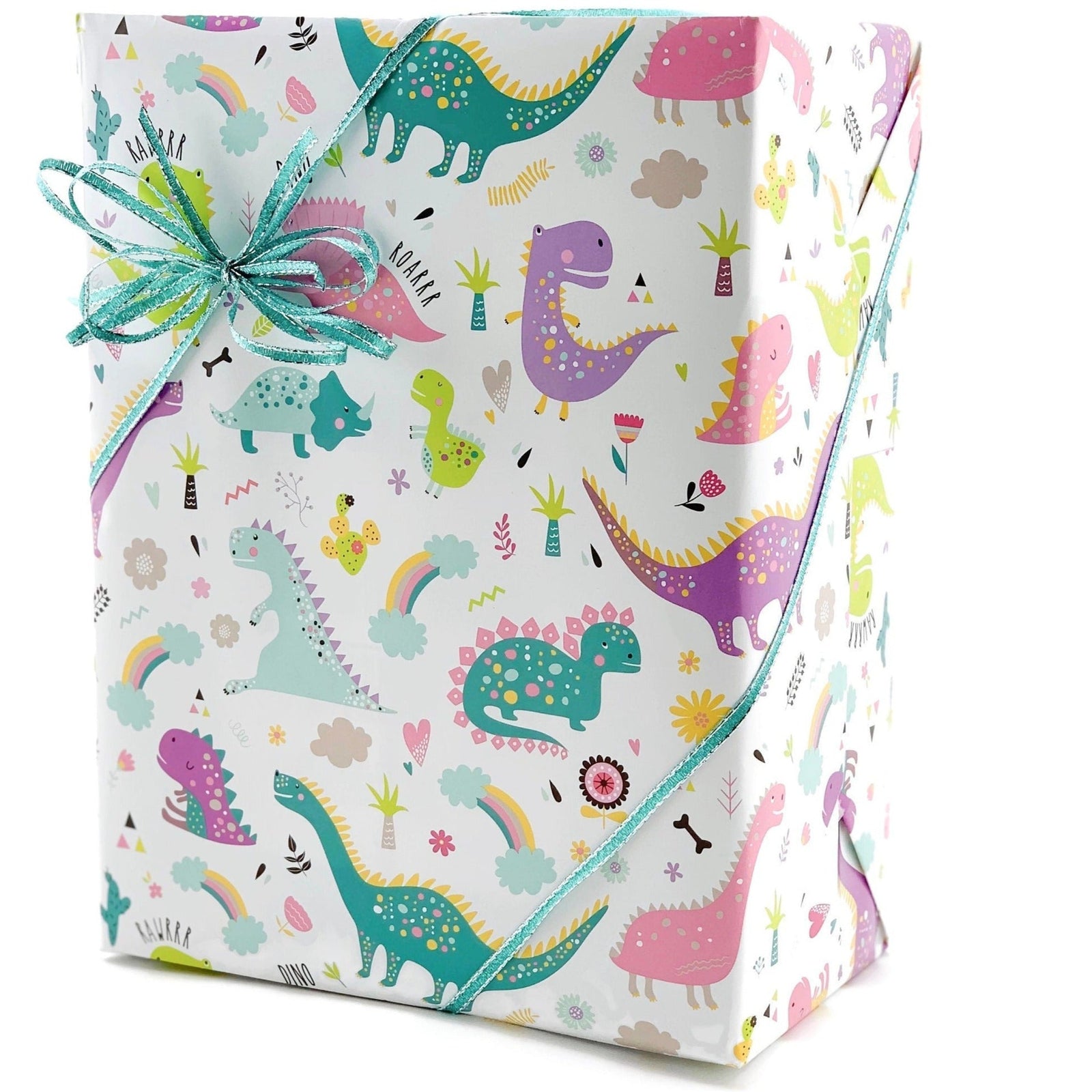 Pink Dinosaur Gift Wrap - Stesha Party