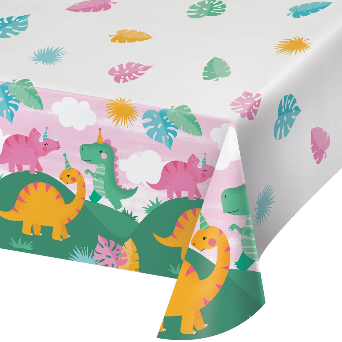 Pink Dinosaur Party Tablecloth - Stesha Party