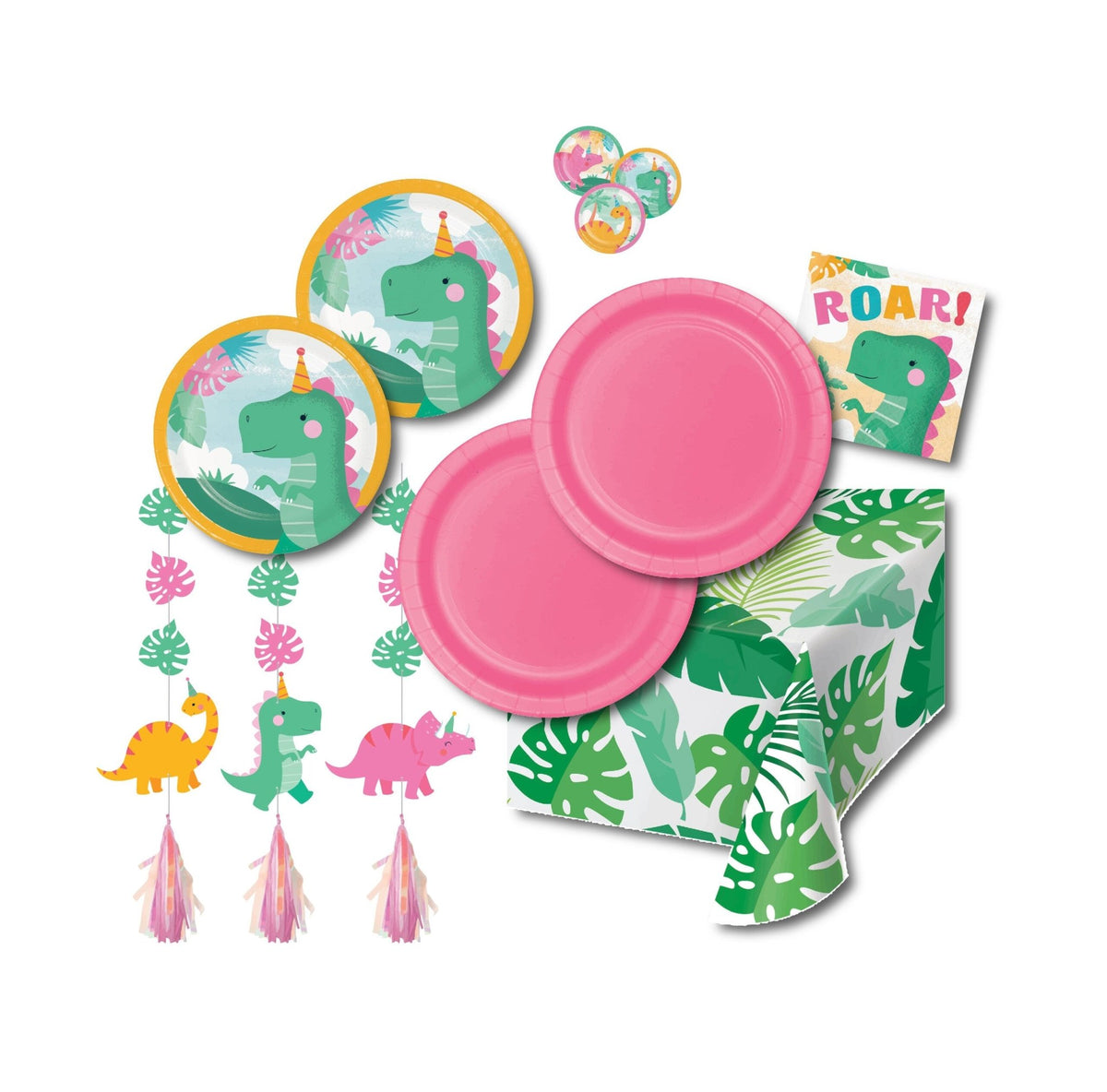 Pink Dinosaur Supplies Party Pack - Stesha Party