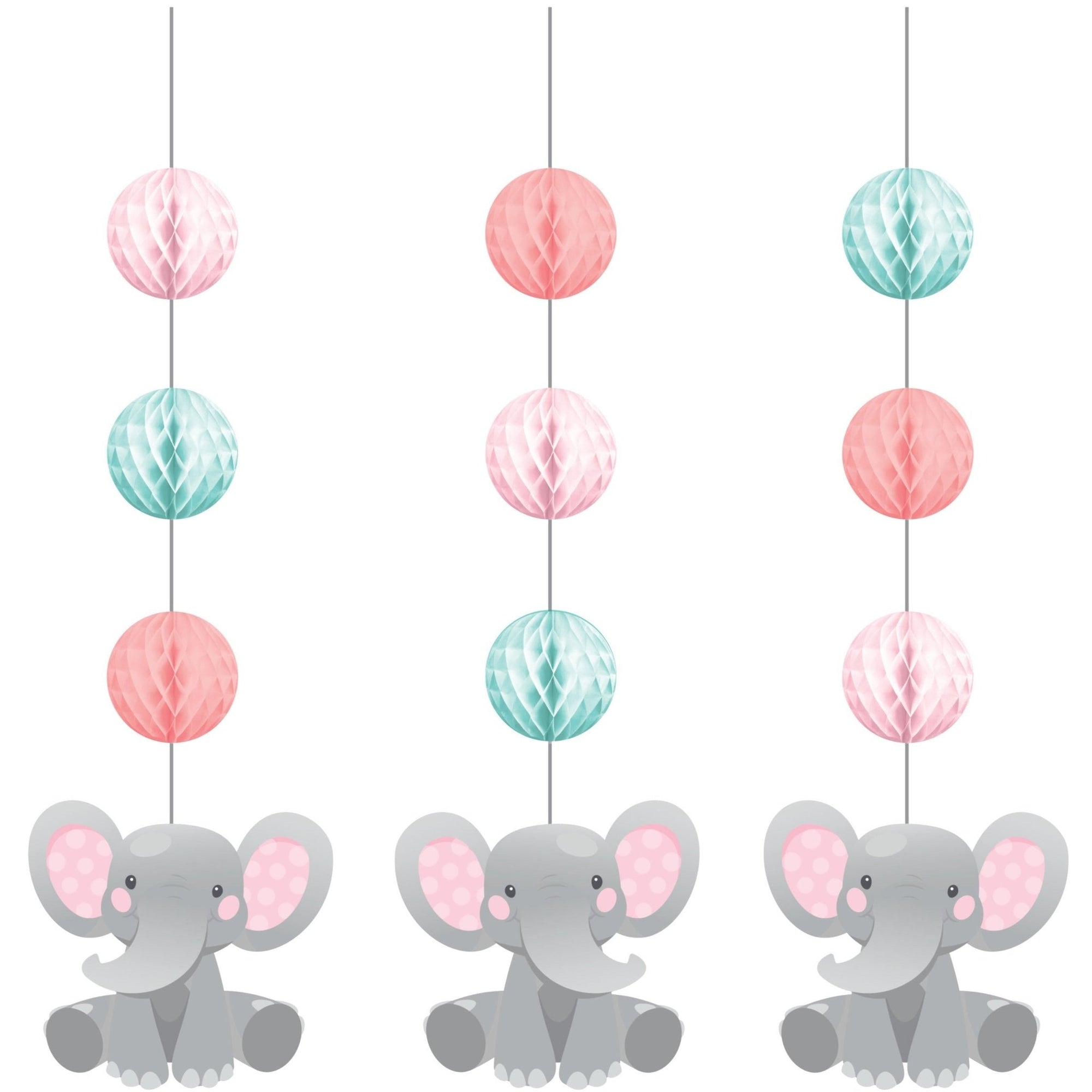 Pink Elephant Party Hanging Decorations - Stesha Party