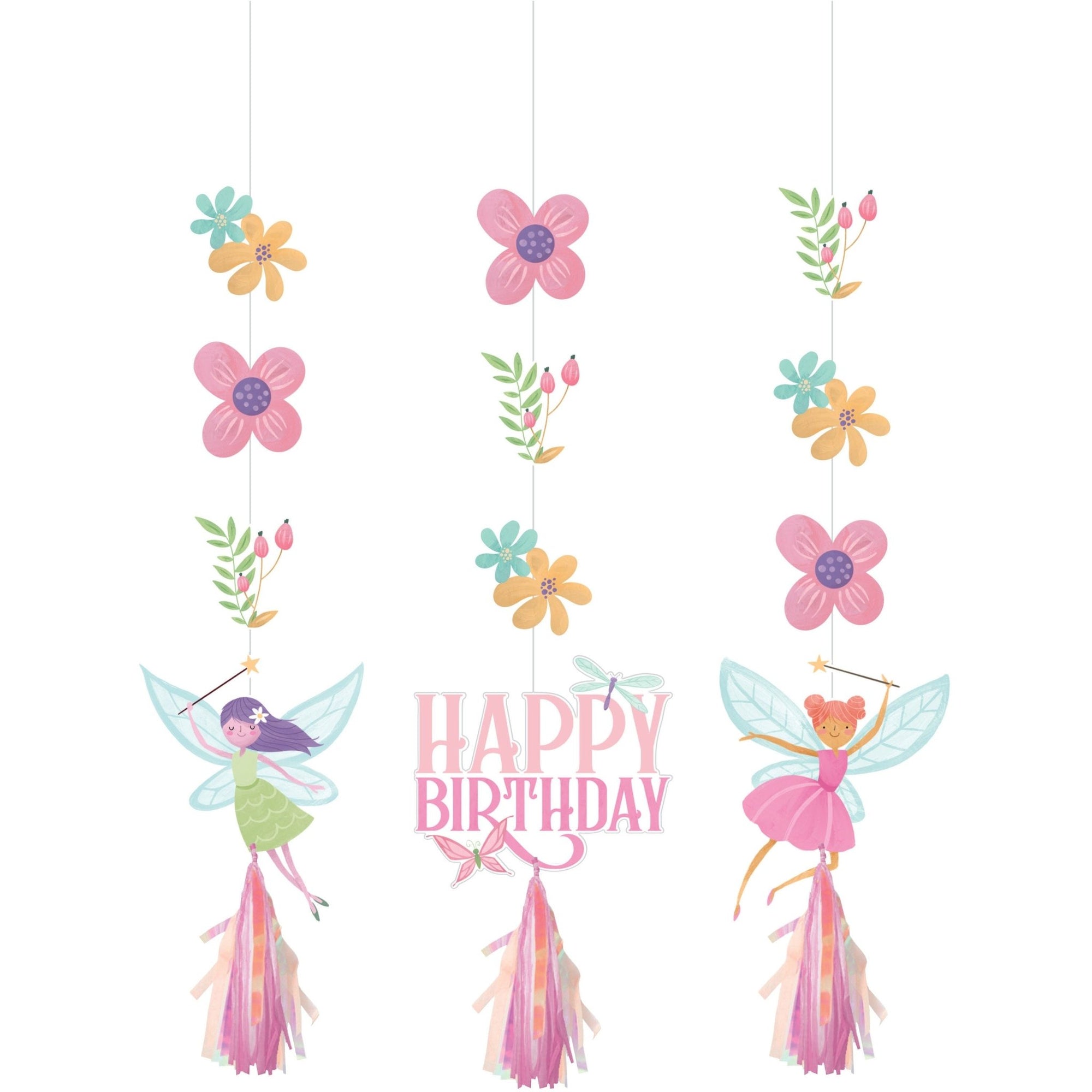 Pink Fairy Birthday Hanging Decorations - Stesha Party