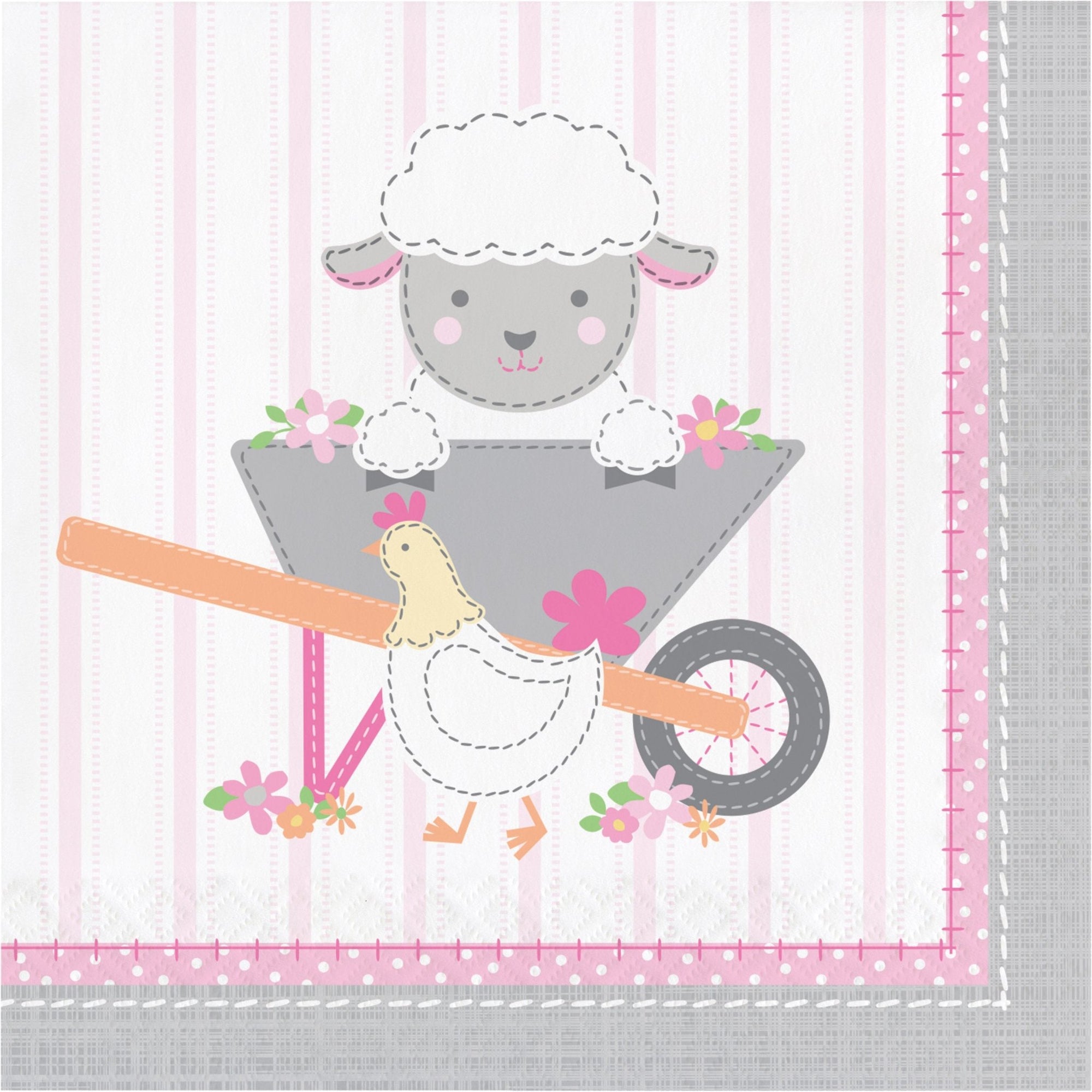 Pink Farm Sheep Party Napkins - Stesha Party