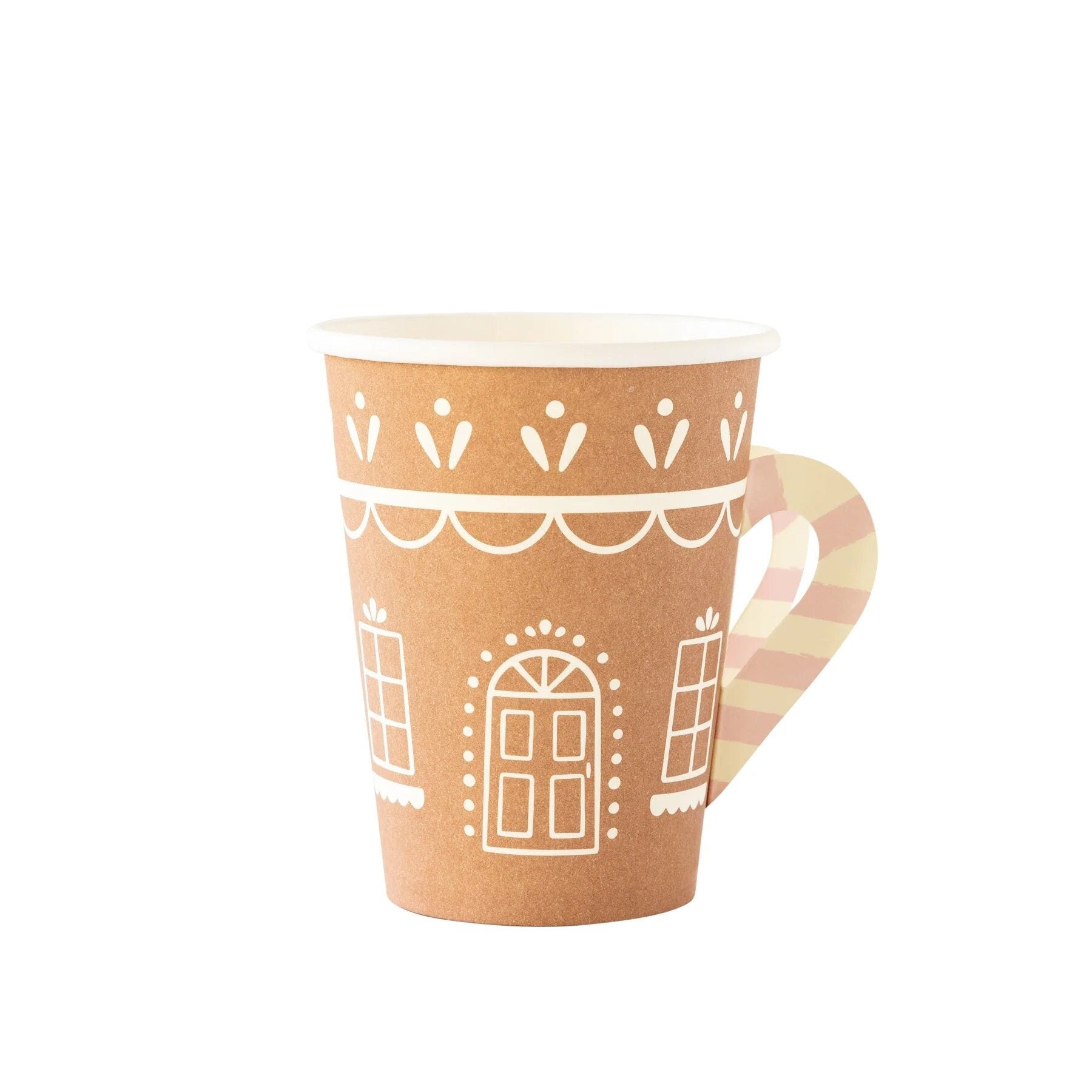 Pink Gingerbread Party Paper Cups with Handles 8ct - Stesha Party