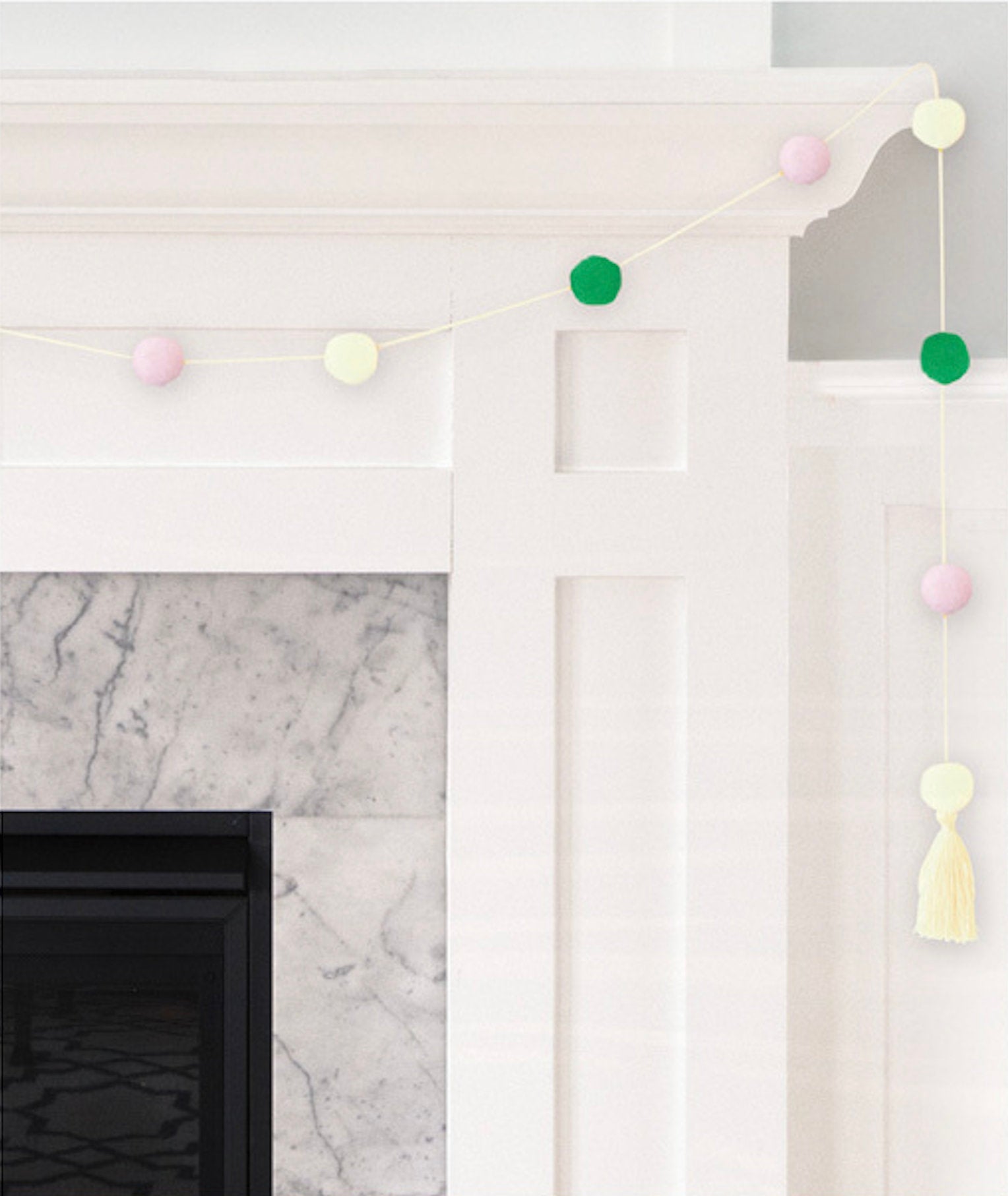 Pink & Green Felt Ball Garland - Stesha Party