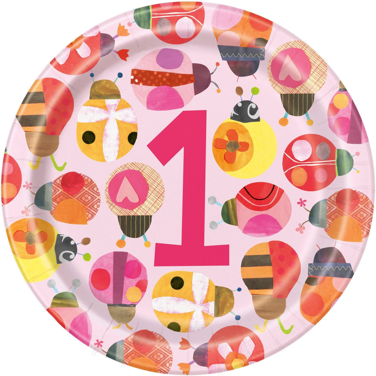 Pink Ladybug 1st Birthday Plates - Stesha Party