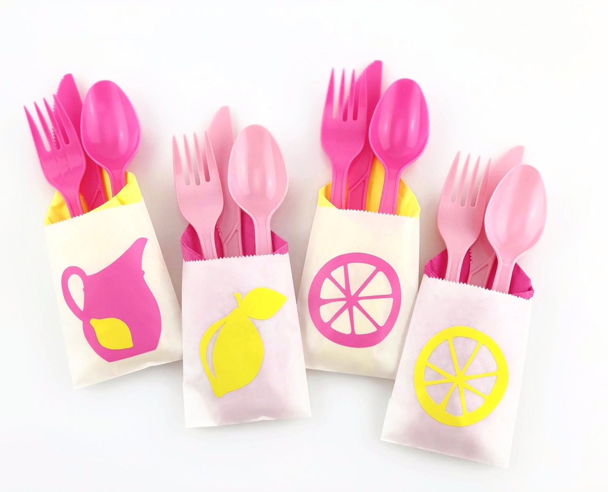 Pink Lemonade Party Cutlery Bag Set - Stesha Party