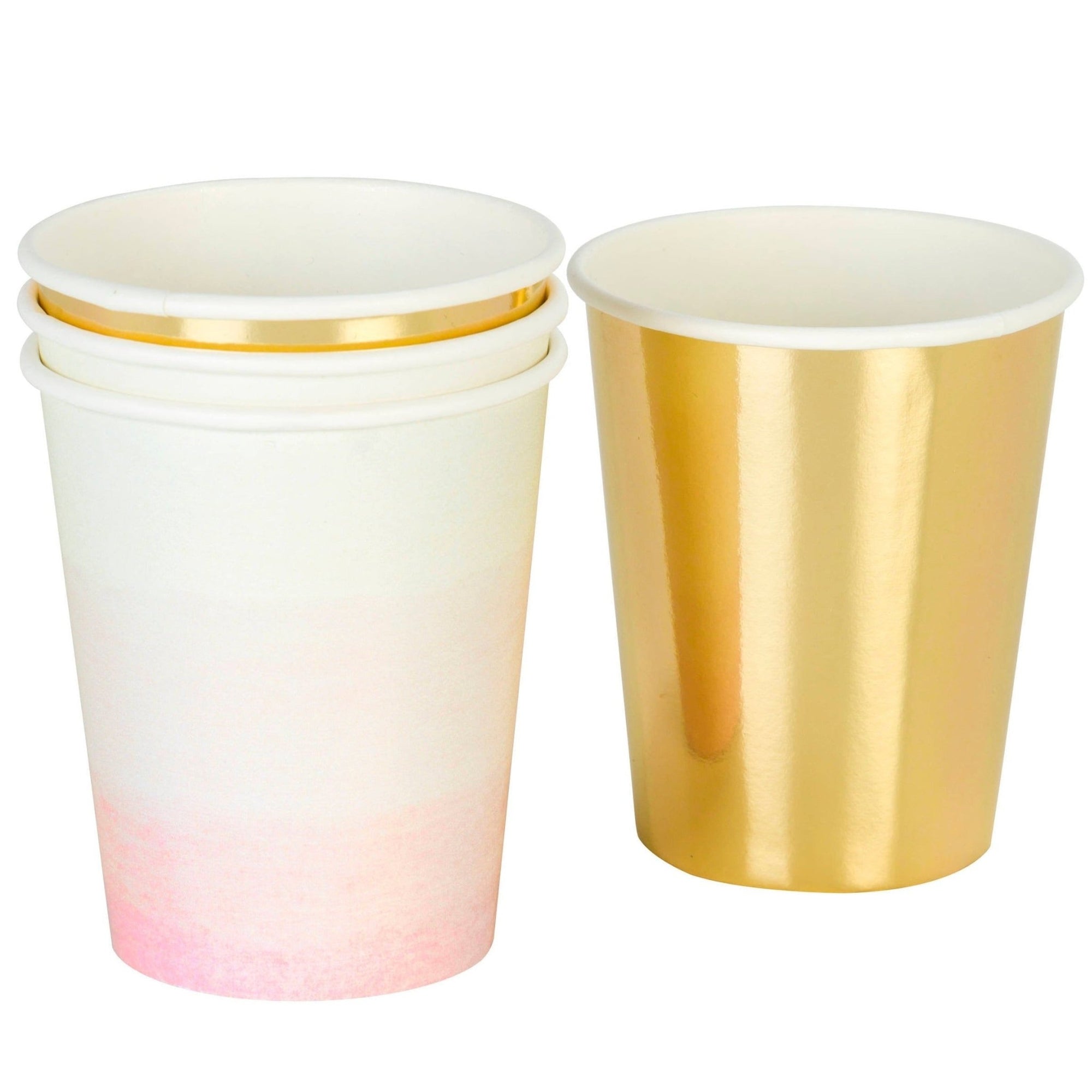 Pink Ombre and Gold Party Cups - Stesha Party