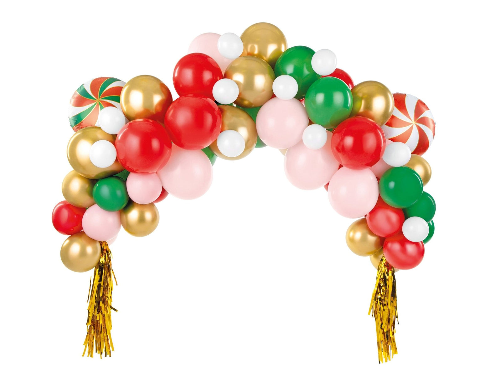 Pink, Red & Gold Christmas Candy Balloon Garland - Stesha Party