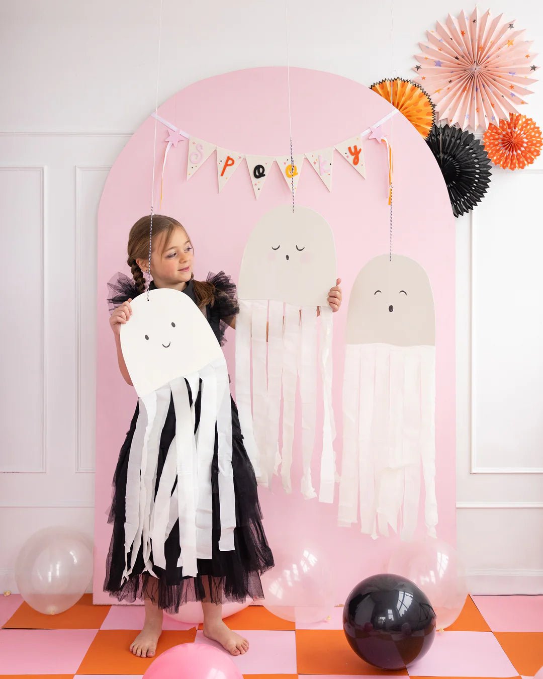 Pink Spooky Felt Banner - Stesha Party