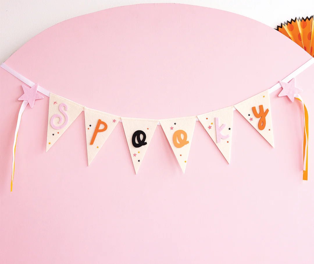 Pink Spooky Felt Banner - Stesha Party