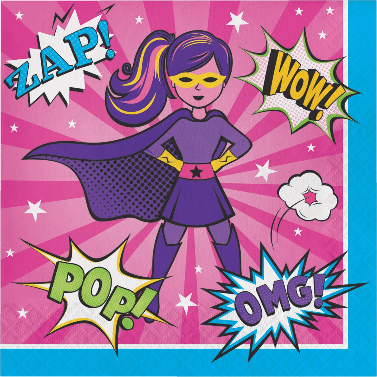 Pink Superhero Napkins - Stesha Party