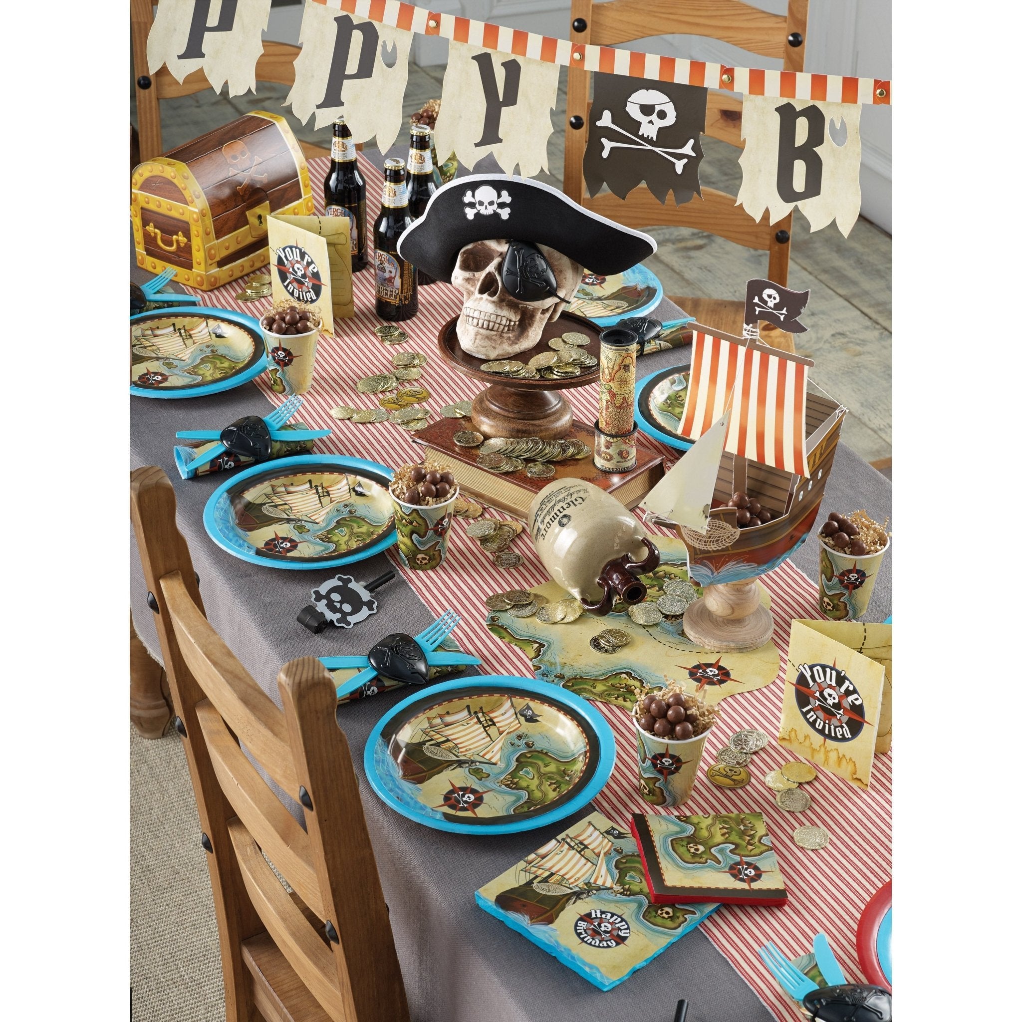 Pirate Theme Party Disposable Tableware Pirate Birthday Party Decoration  Kids Napkin Plate Cup Banner Birthday Party Supplies