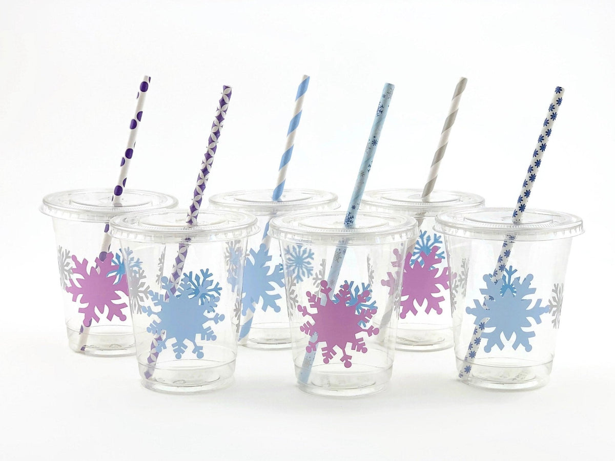 Purple and Blue Lidded Snowflake Cups - Stesha Party