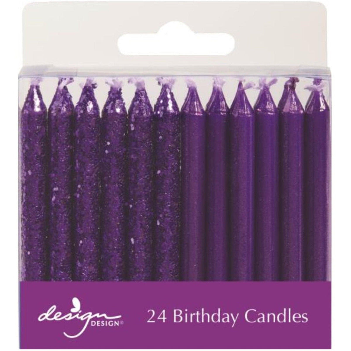 Purple Glitter Candles - Stesha Party