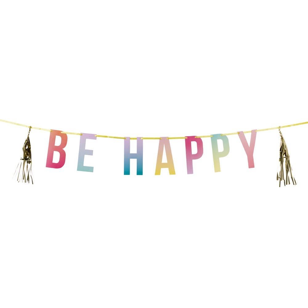 Rainbow &quot;Be Happy&quot; Banner - Stesha Party