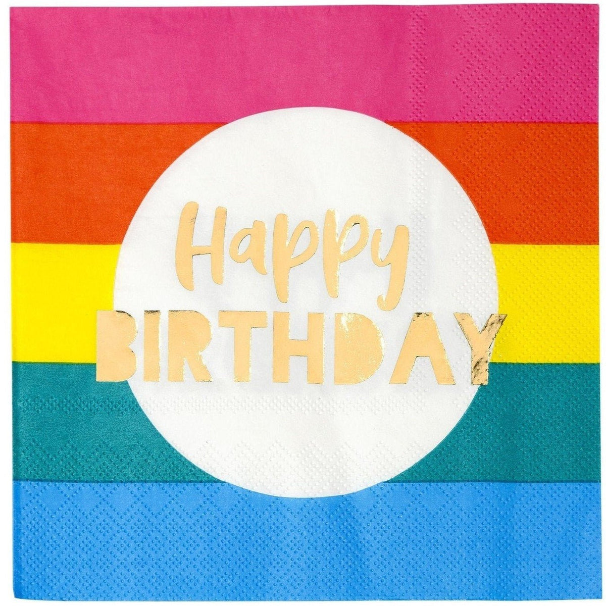 Rainbow &quot;Happy Birthday&quot; Napkins - Stesha Party