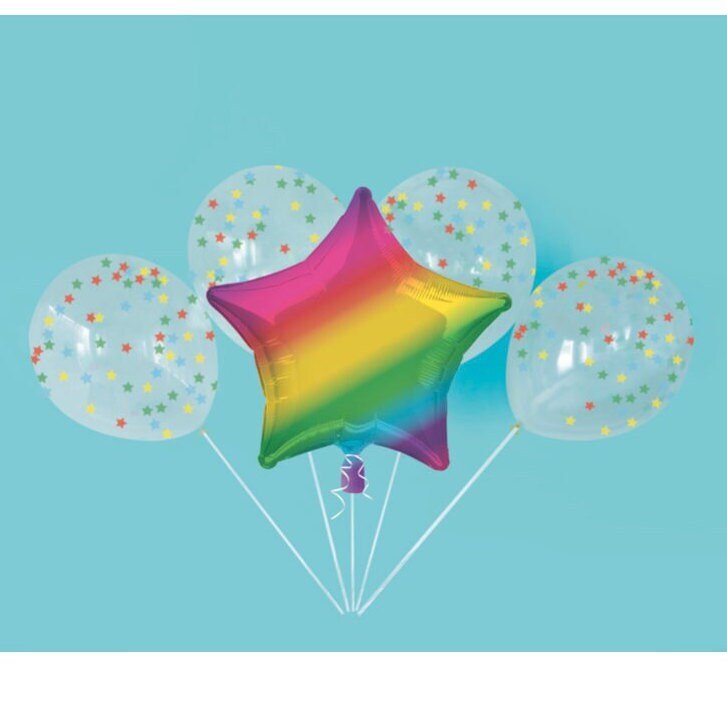 Rainbow Star Confetti Balloon Bouquet - Stesha Party