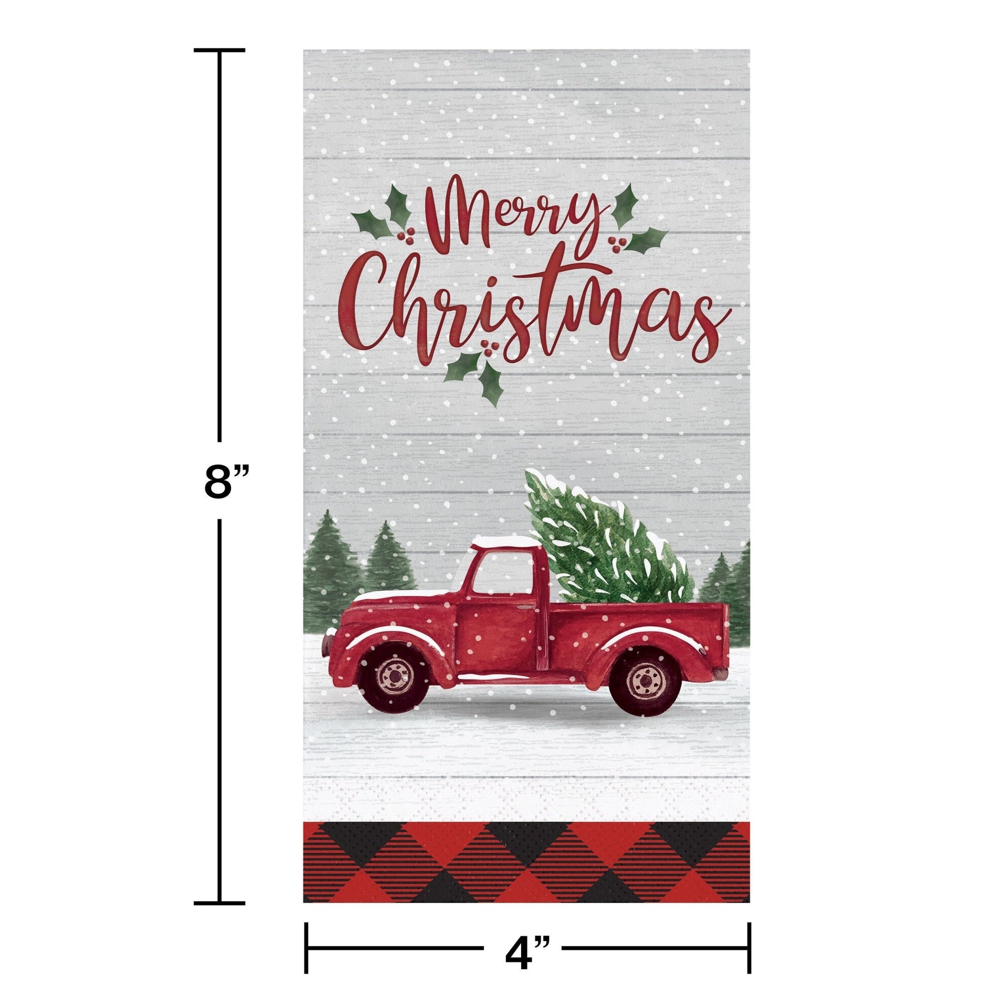 Red Truck Buffalo Plaid Christmas Plates & Napkins - Stesha Party