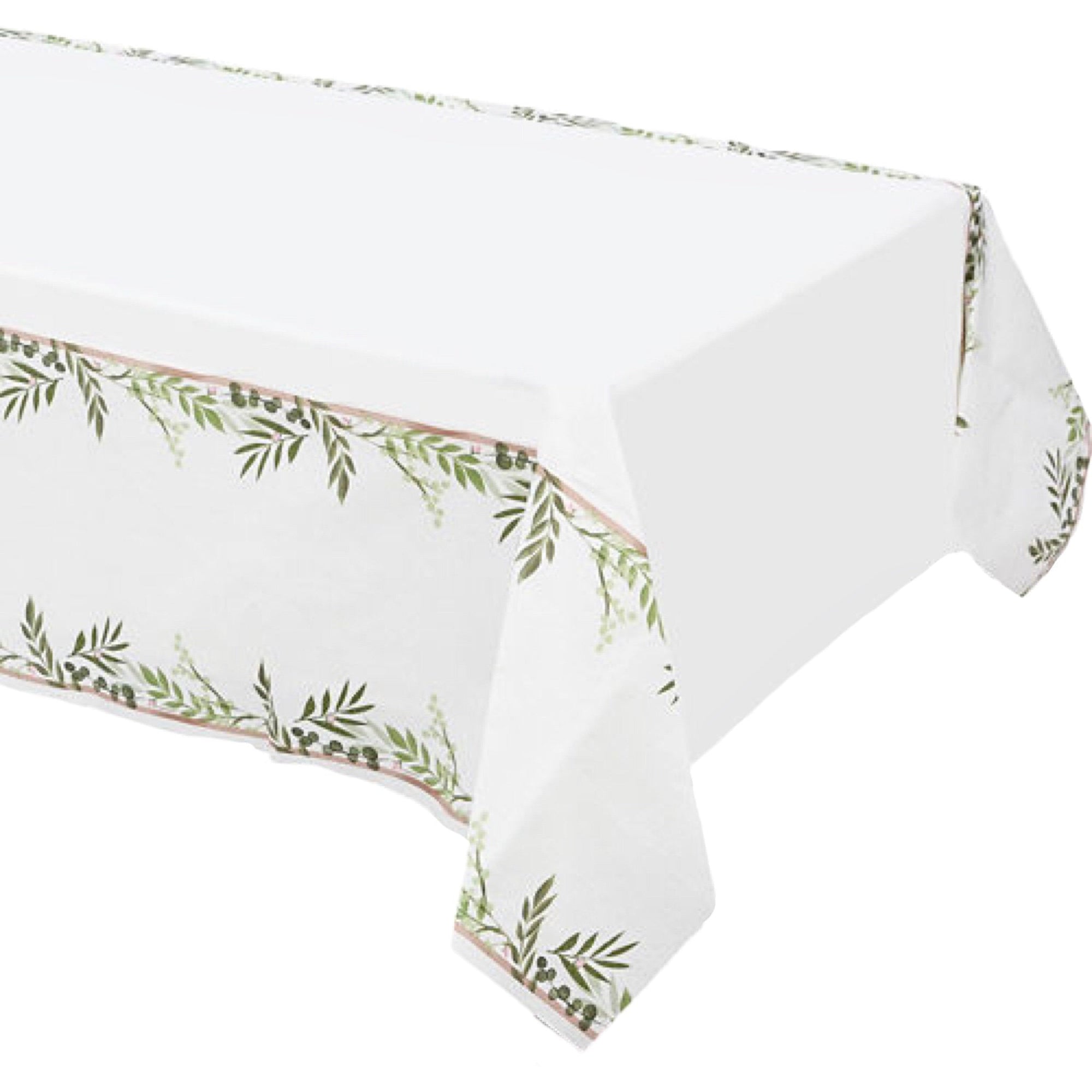 Rose Gold Greenery Plastic Tablecloth - Stesha Party