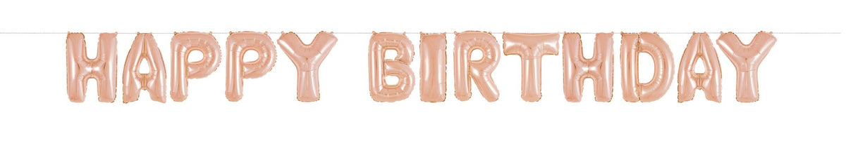 Rose Gold &quot;Happy Birthday&quot; Balloon Banner Kit - Stesha Party