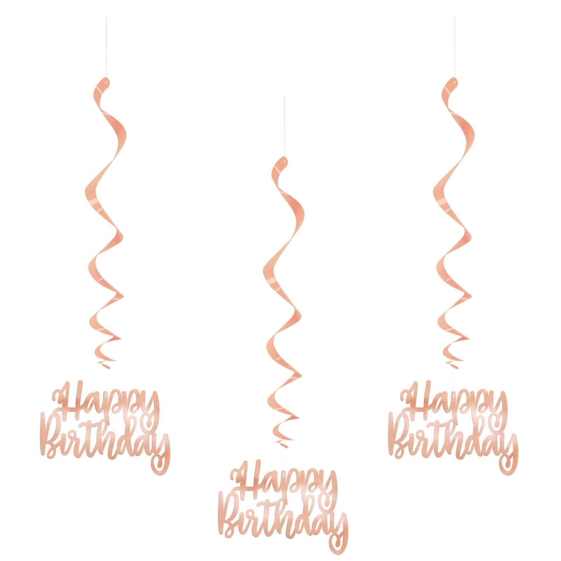 Rose Gold "Happy Birthday" Hanging Dangler Decorations - Stesha Party