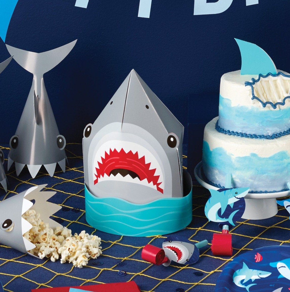 Shark Birthday Party Table Centerpiece - Stesha Party