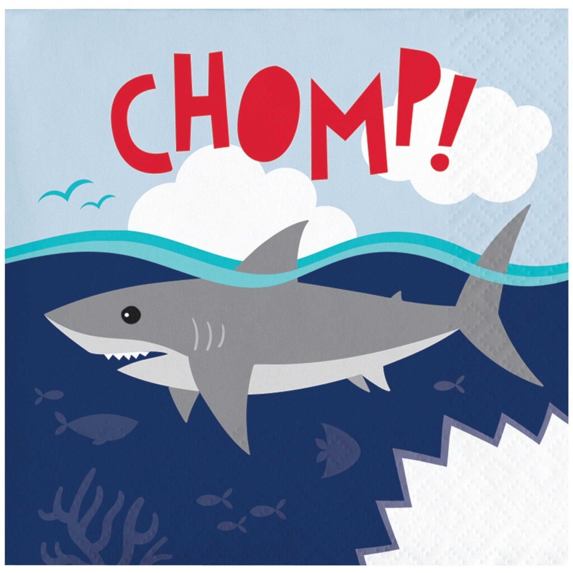 Shark "CHOMP" Beverage Napkins - Stesha Party