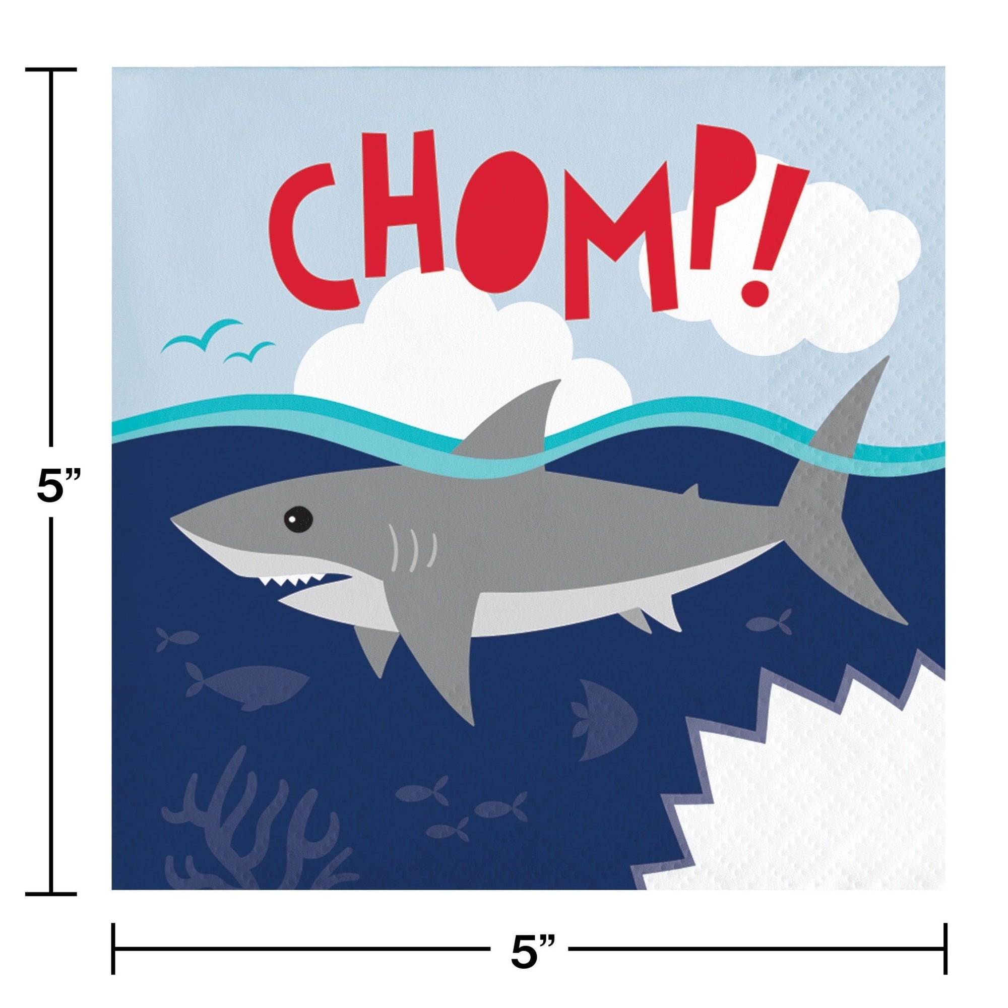 Shark "CHOMP" Beverage Napkins - Stesha Party