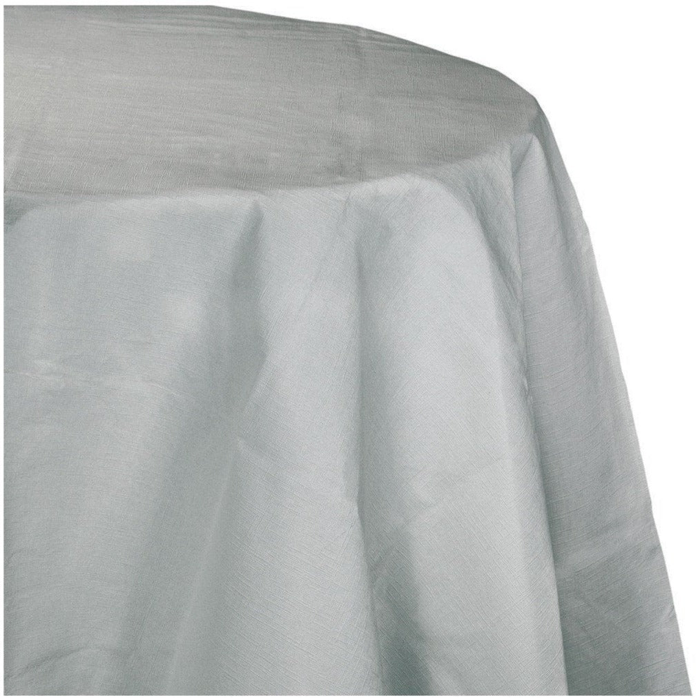 Silver 82" Round Tablecloth - Stesha Party