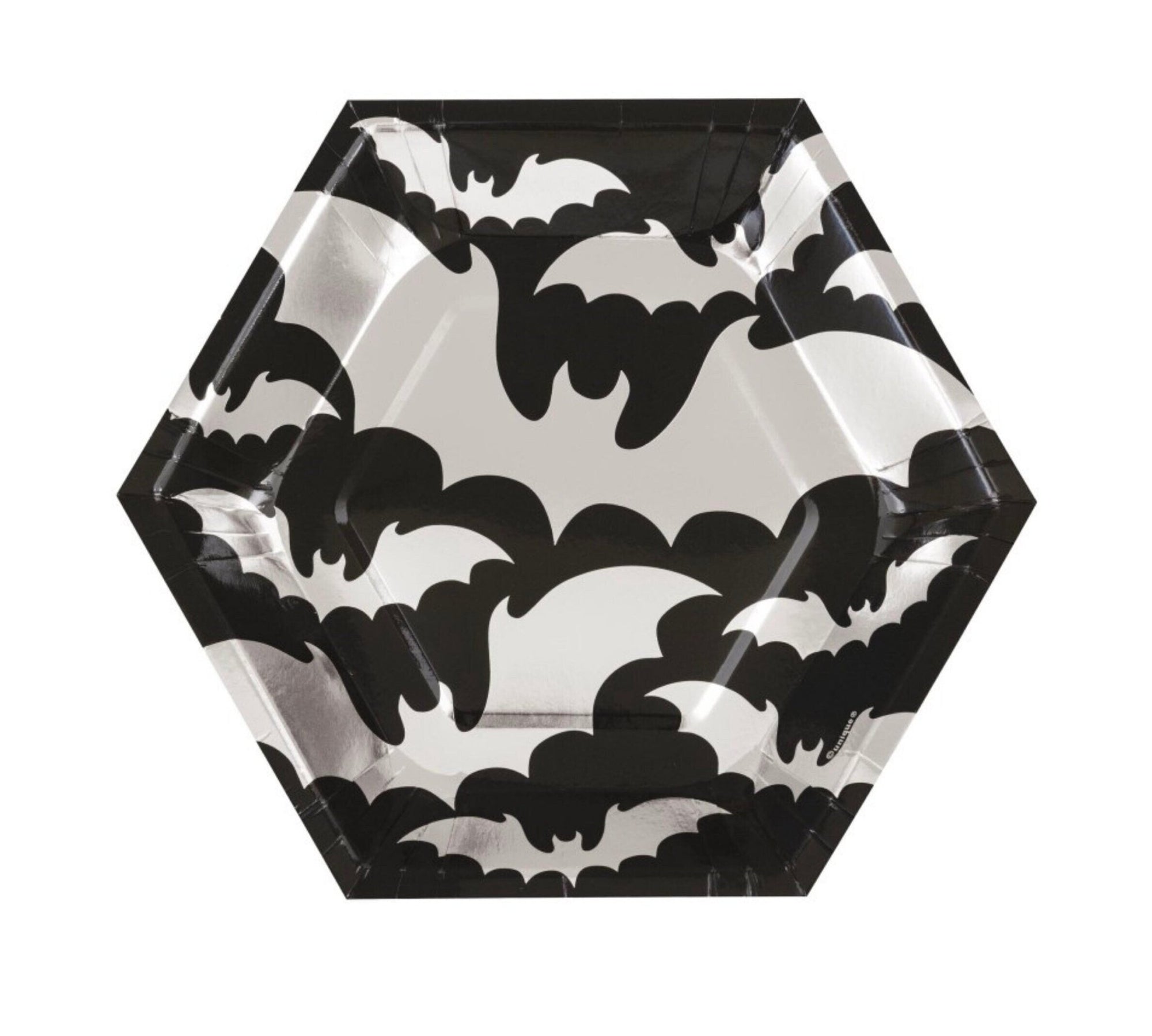 Silver & Black Bat Party Plates 8ct - Stesha Party