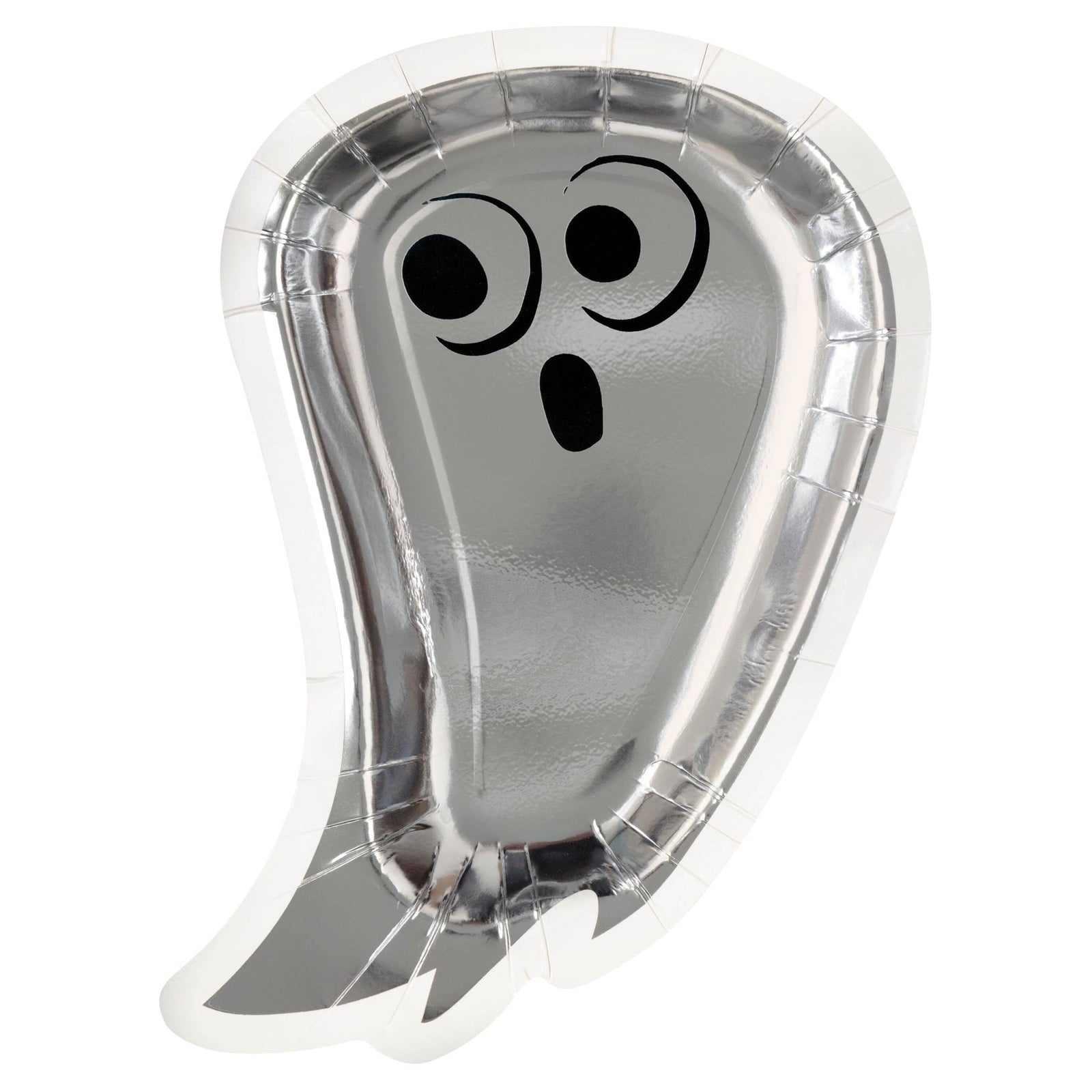 Silver Shaped Ghost Party Plates 8ct - Stesha Party