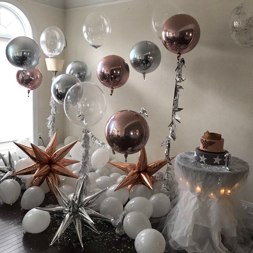 Silver Starburst Balloon - Stesha Party