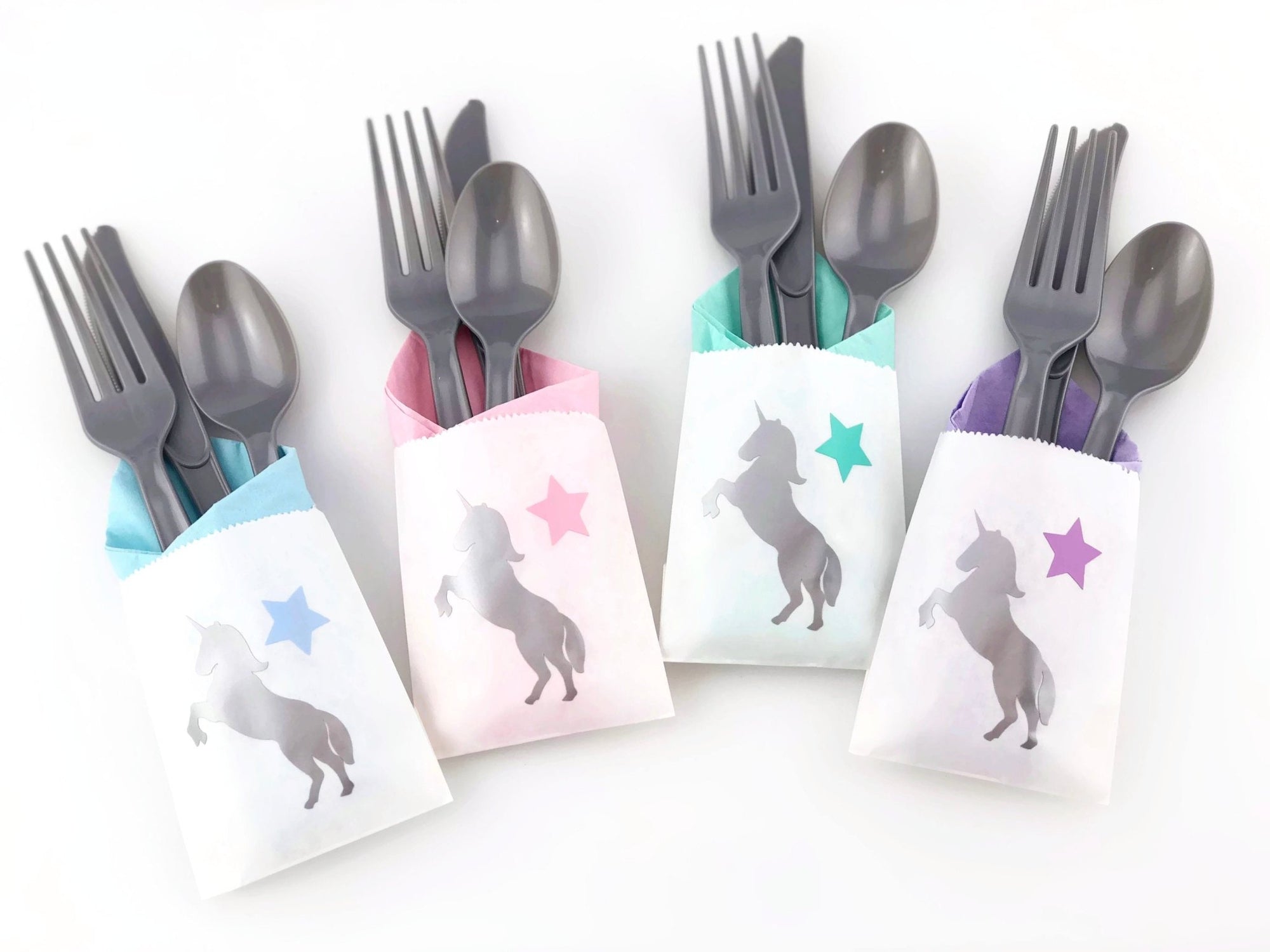 Silver Unicorn Cutlery Bag Set - Stesha Party