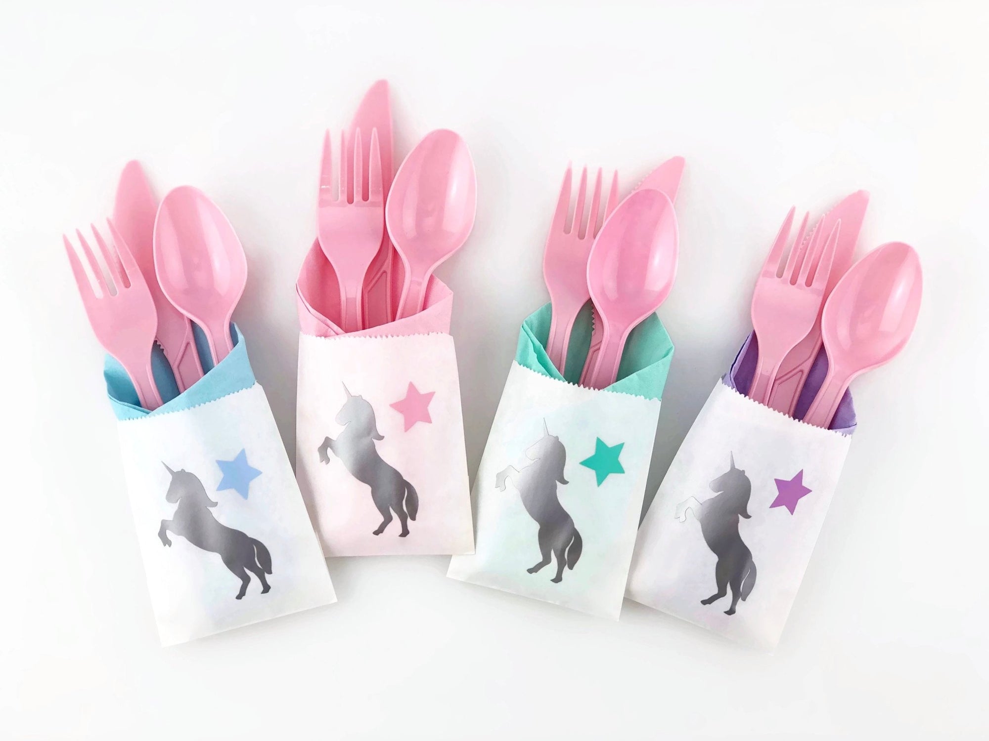 Silver Unicorn Cutlery Bag Set - Stesha Party