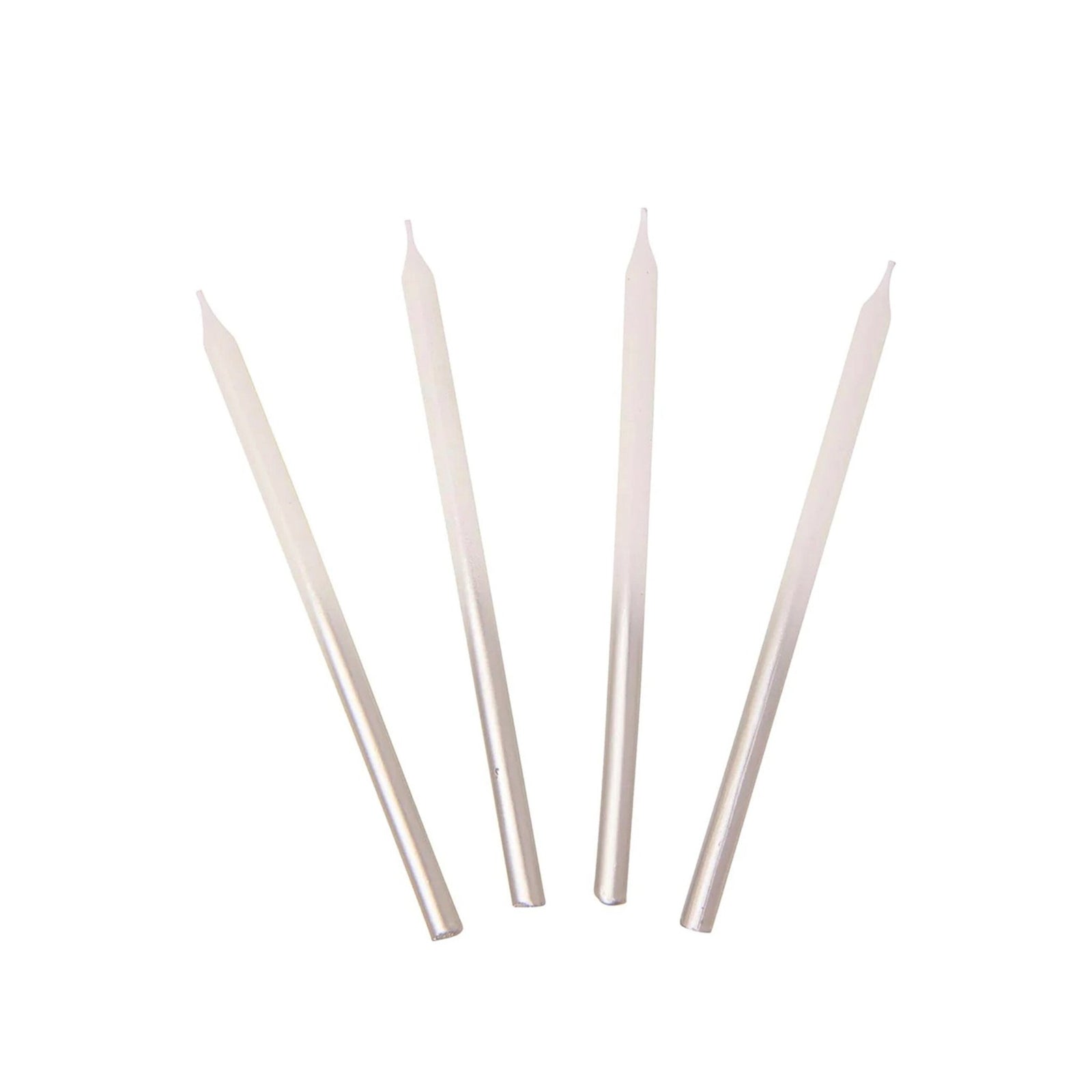 Silver & White Ombre Stick Candles 16ct - Stesha Party